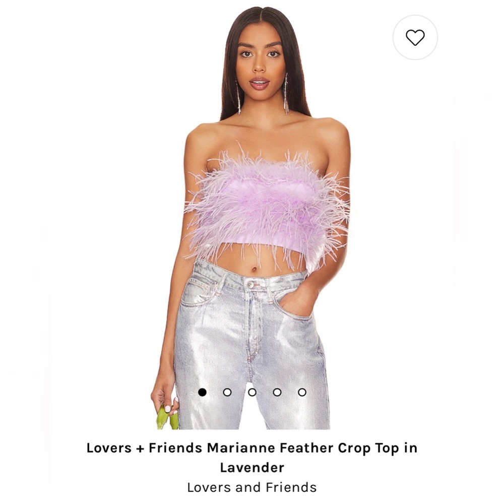 LOVERS + FRIENDS MARIANNE FEATHER CROP TOP IN LAVENDER, S